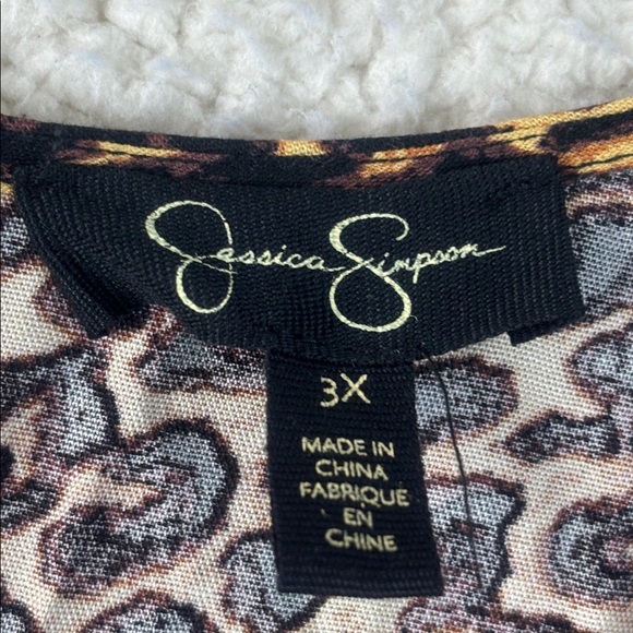 NWT Jessica Simpson Womens Leopard Print V Neck Half Sleeve Belted Dress Size 3X - Picture 2 of 13